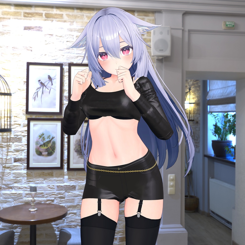 【PB対応/Liltoon】桔梗用の衣装、レザーコーデ(パンツの丈はロングとショートを同梱)