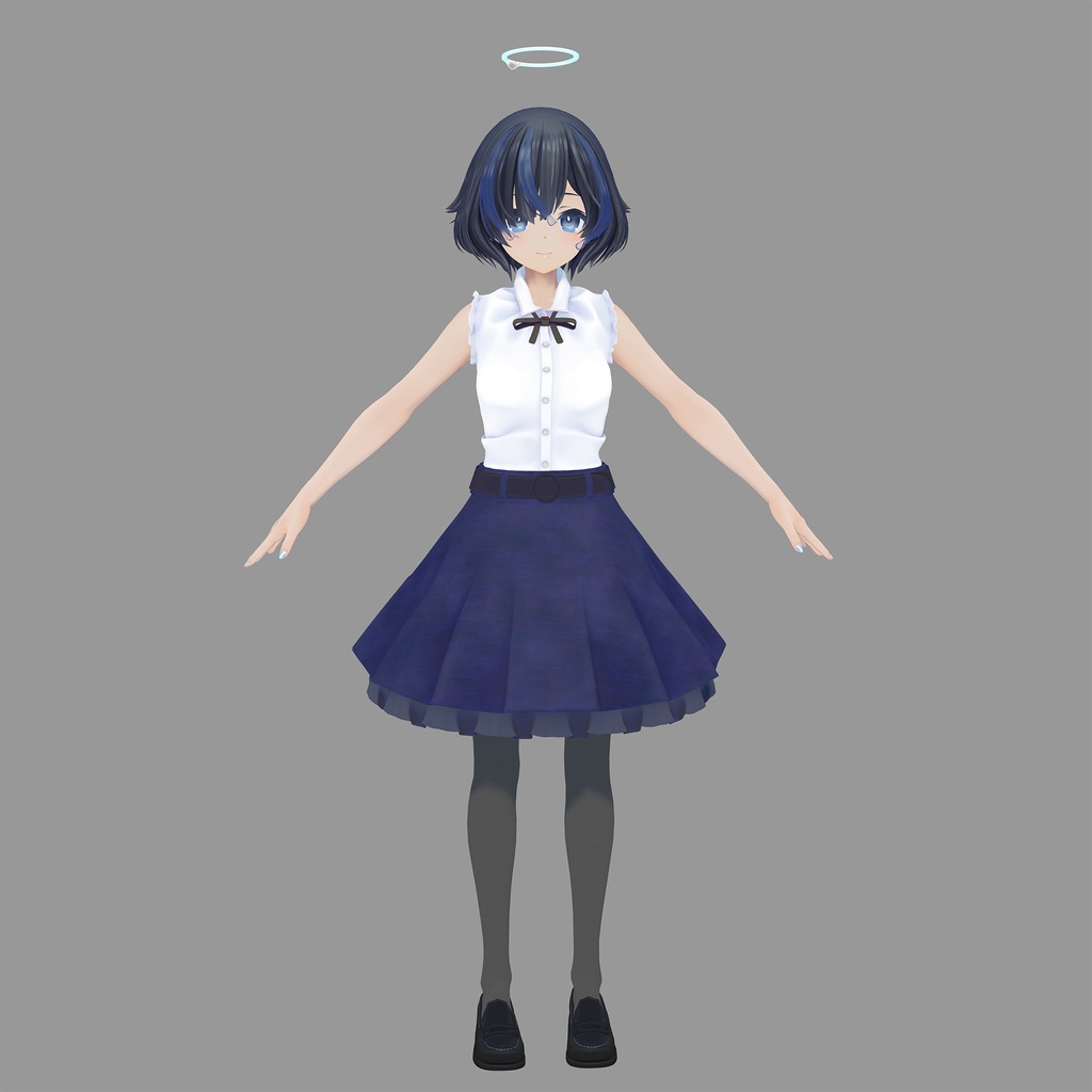 びしょぬれのしずくさん用の衣装、ガーリーミニフレアスカートコーデ(ブラウス、ミニフレアスカート、靴下、ローファー)