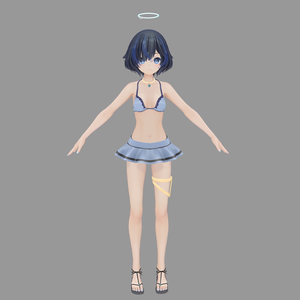 びしょぬれのしずくさん用の衣装、水着セット(ビキニ上下、スカート、サンダル、アクセサリ)