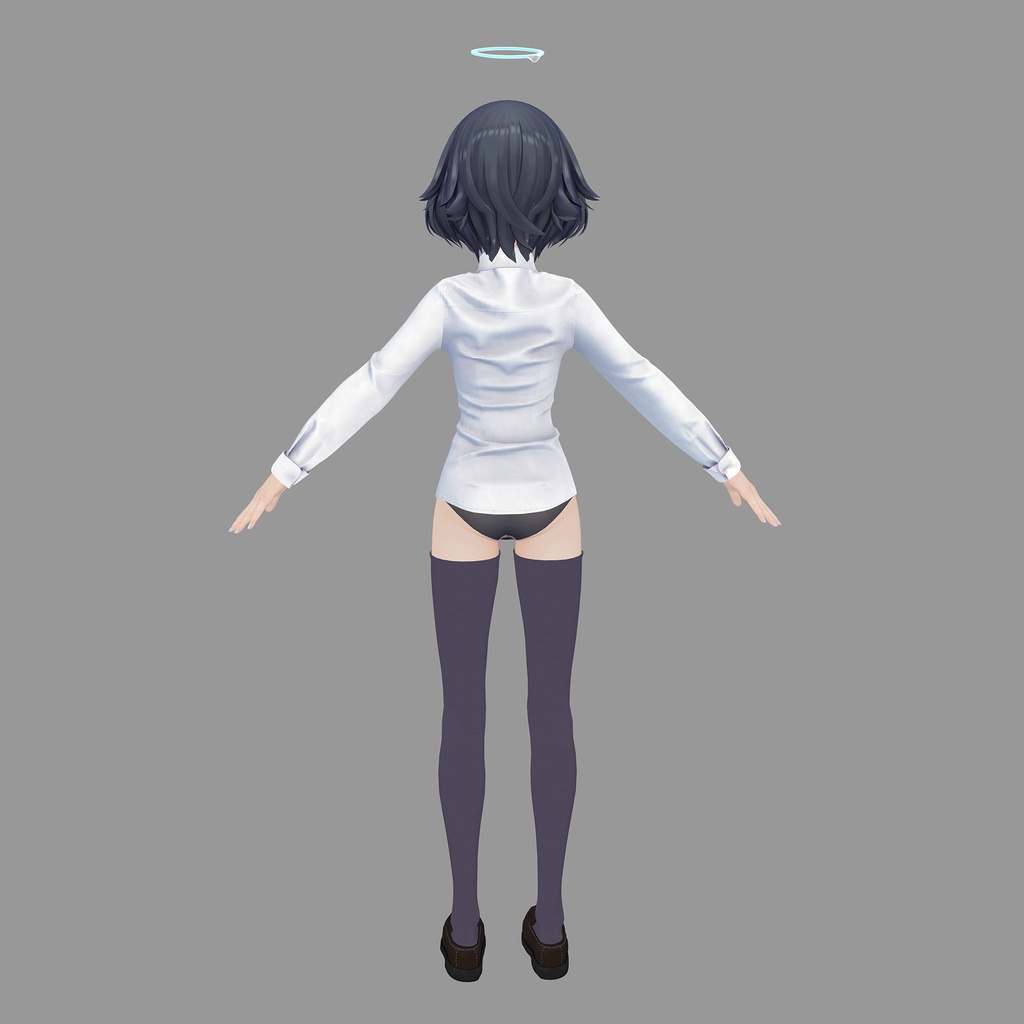 びしょぬれのしずくさん用の衣装、プリンセスラインワンピースコーデ(ブラウス、ワンピーステクスチャ4種入り、靴下、ローファー)