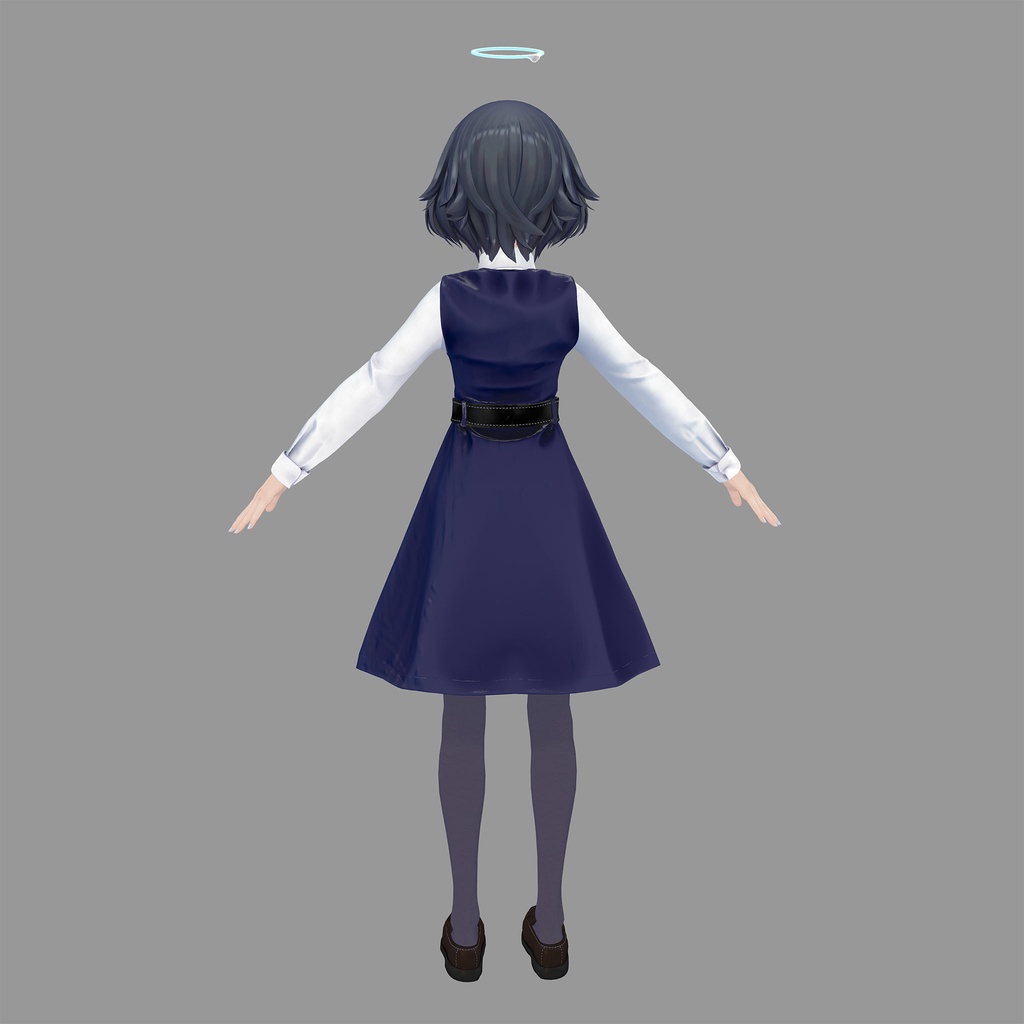 びしょぬれのしずくさん用の衣装、プリンセスラインワンピースコーデ(ブラウス、ワンピーステクスチャ4種入り、靴下、ローファー)