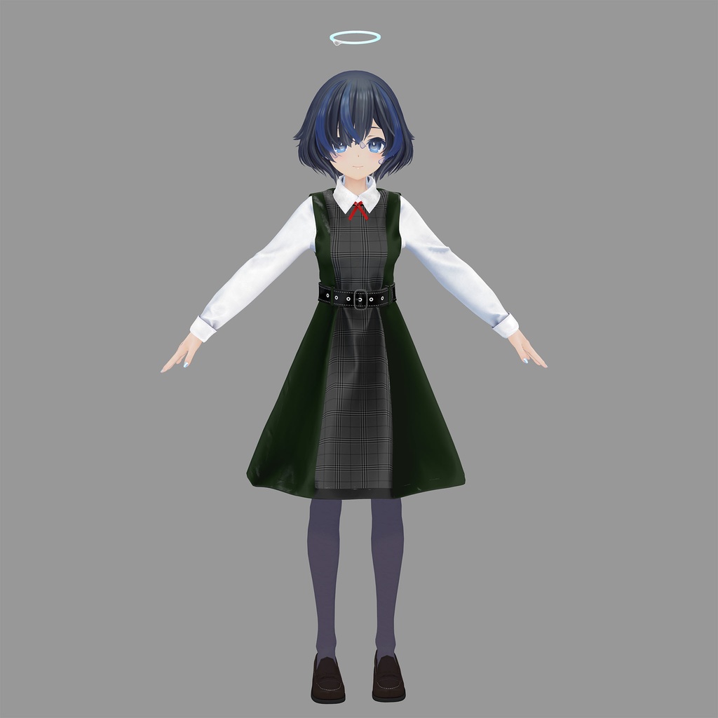 びしょぬれのしずくさん用の衣装、プリンセスラインワンピースコーデ(ブラウス、ワンピーステクスチャ4種入り、靴下、ローファー)