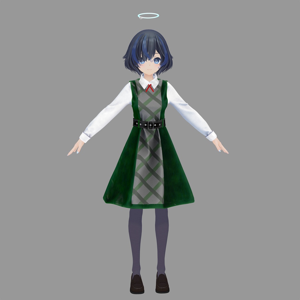 びしょぬれのしずくさん用の衣装、プリンセスラインワンピースコーデ(ブラウス、ワンピーステクスチャ4種入り、靴下、ローファー)