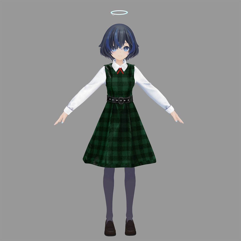 びしょぬれのしずくさん用の衣装、プリンセスラインワンピースコーデ(ブラウス、ワンピーステクスチャ4種入り、靴下、ローファー)