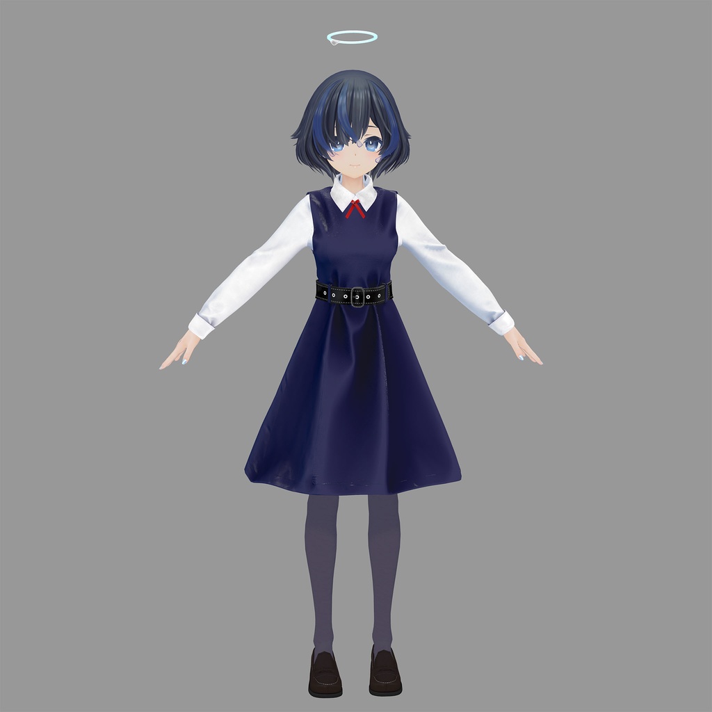 びしょぬれのしずくさん用の衣装、プリンセスラインワンピースコーデ(ブラウス、ワンピーステクスチャ4種入り、靴下、ローファー)