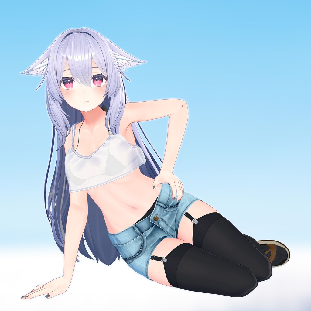 4アバター対応衣装、サマーミニデニムコーデ(ミニデニムパンツ、キャミソール、サンダル)