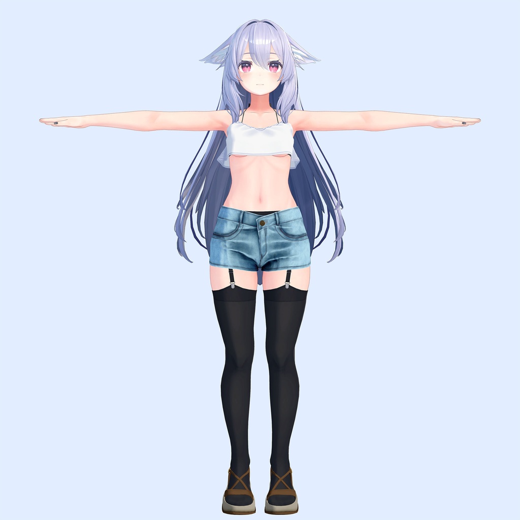 4アバター対応衣装、サマーミニデニムコーデ(ミニデニムパンツ、キャミソール、サンダル)