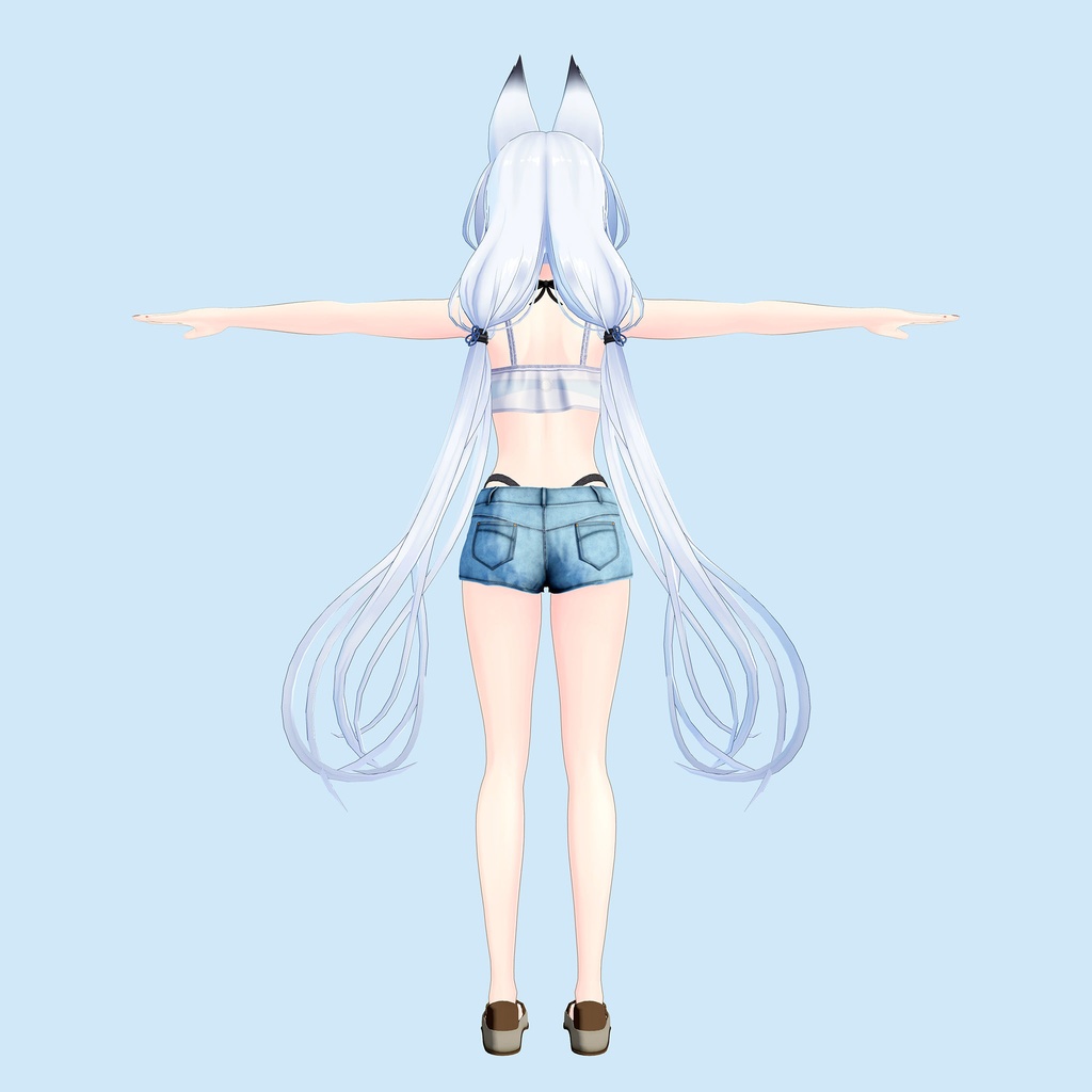 4アバター対応衣装、サマーミニデニムコーデ(ミニデニムパンツ、キャミソール、サンダル)