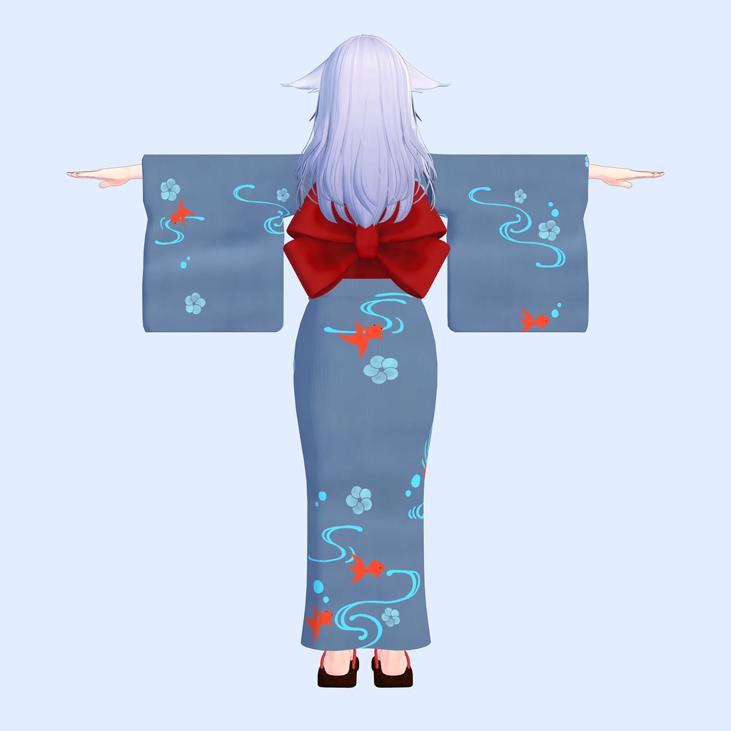 【6/14柄とうちわを追加】桔梗用衣装「浴衣セット」青、水色、赤3色入り、下駄つき