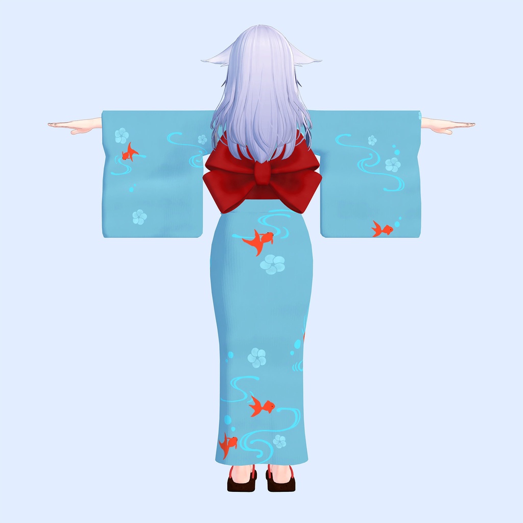 【6/14柄とうちわを追加】桔梗用衣装「浴衣セット」青、水色、赤3色入り、下駄つき