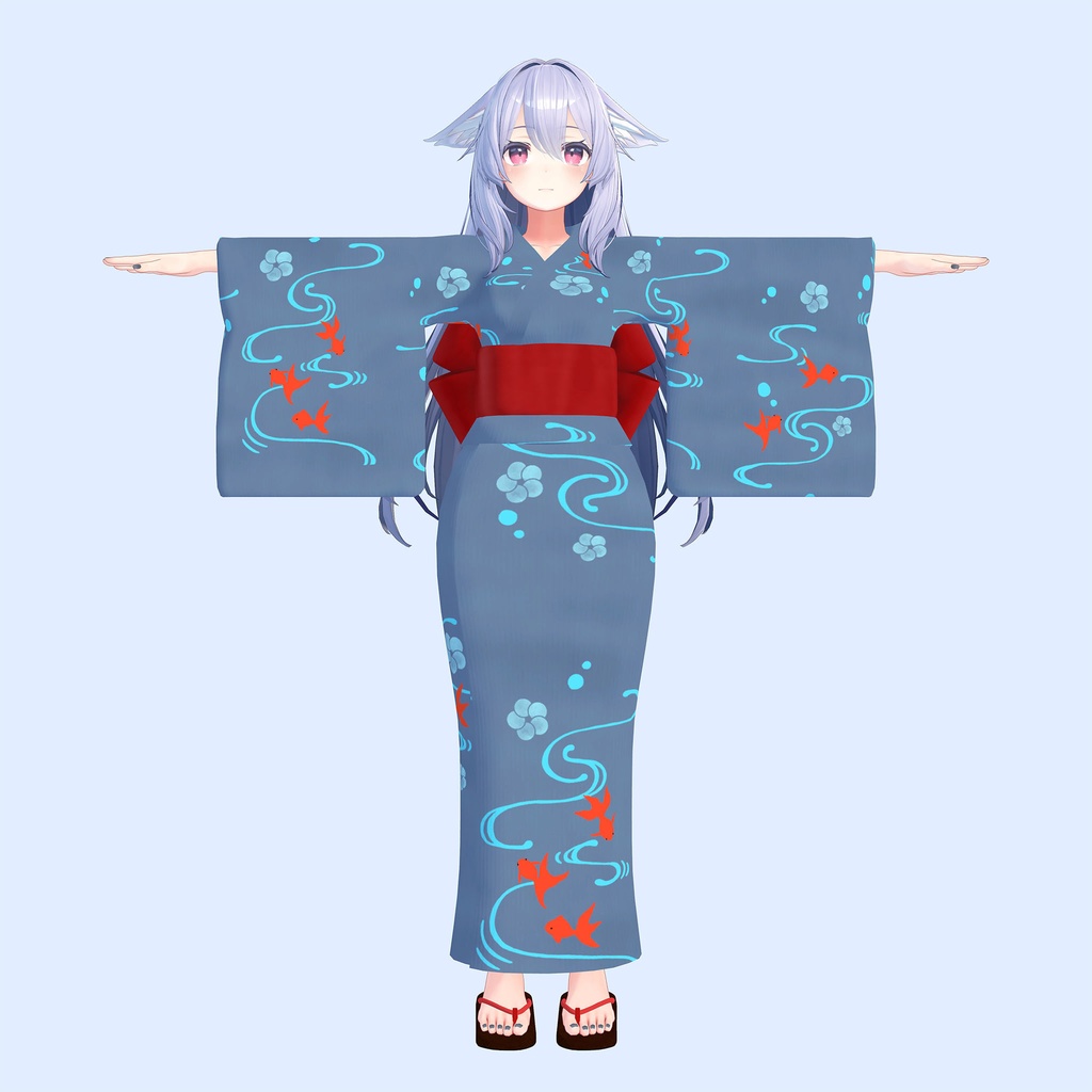 【6/14柄とうちわを追加】桔梗用衣装「浴衣セット」青、水色、赤3色入り、下駄つき