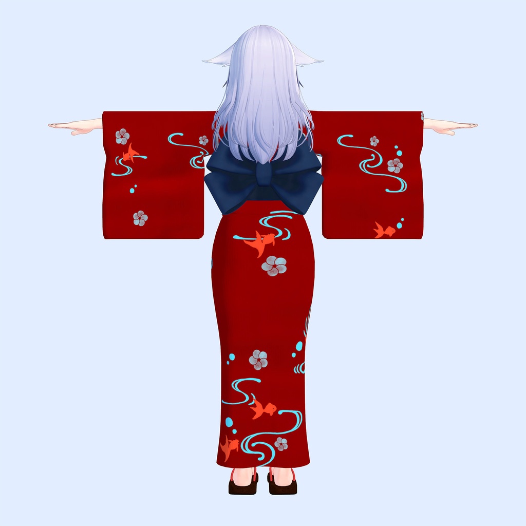 【6/14柄とうちわを追加】桔梗用衣装「浴衣セット」青、水色、赤3色入り、下駄つき