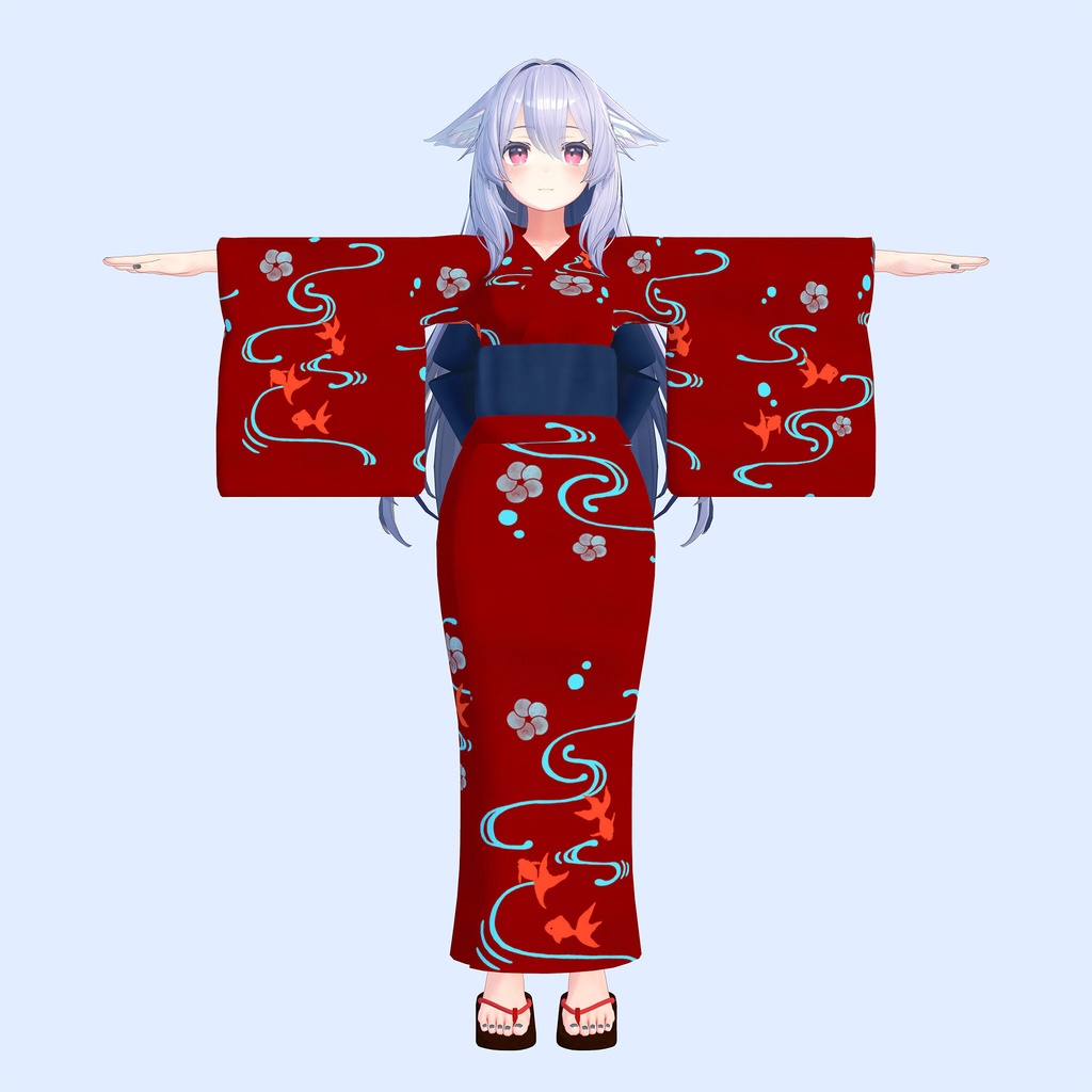 【6/14柄とうちわを追加】桔梗用衣装「浴衣セット」青、水色、赤3色入り、下駄つき