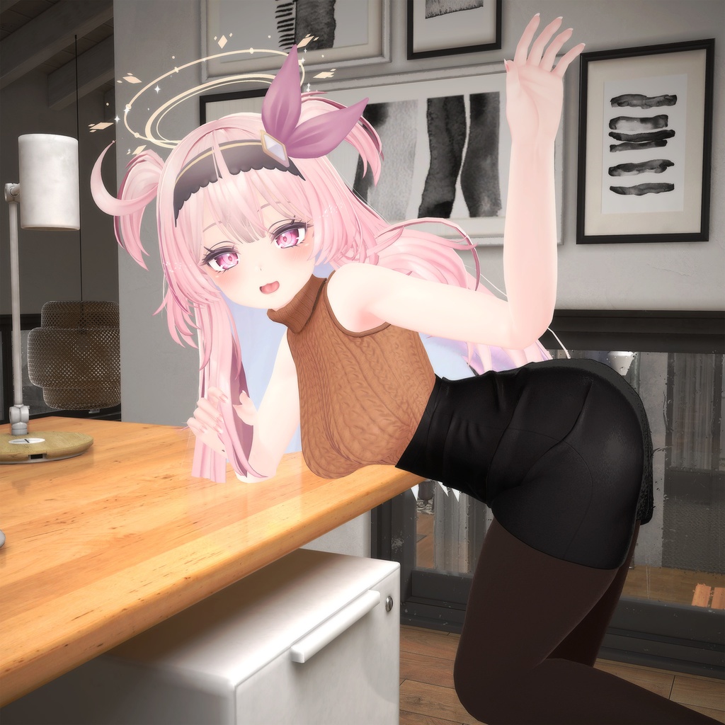 セレスティア用衣装、オータムオフィスコーデ(ノースリーブニット、タイトスカート、靴、タイツテクスチャ)※9/17タイツのマテリアル追加