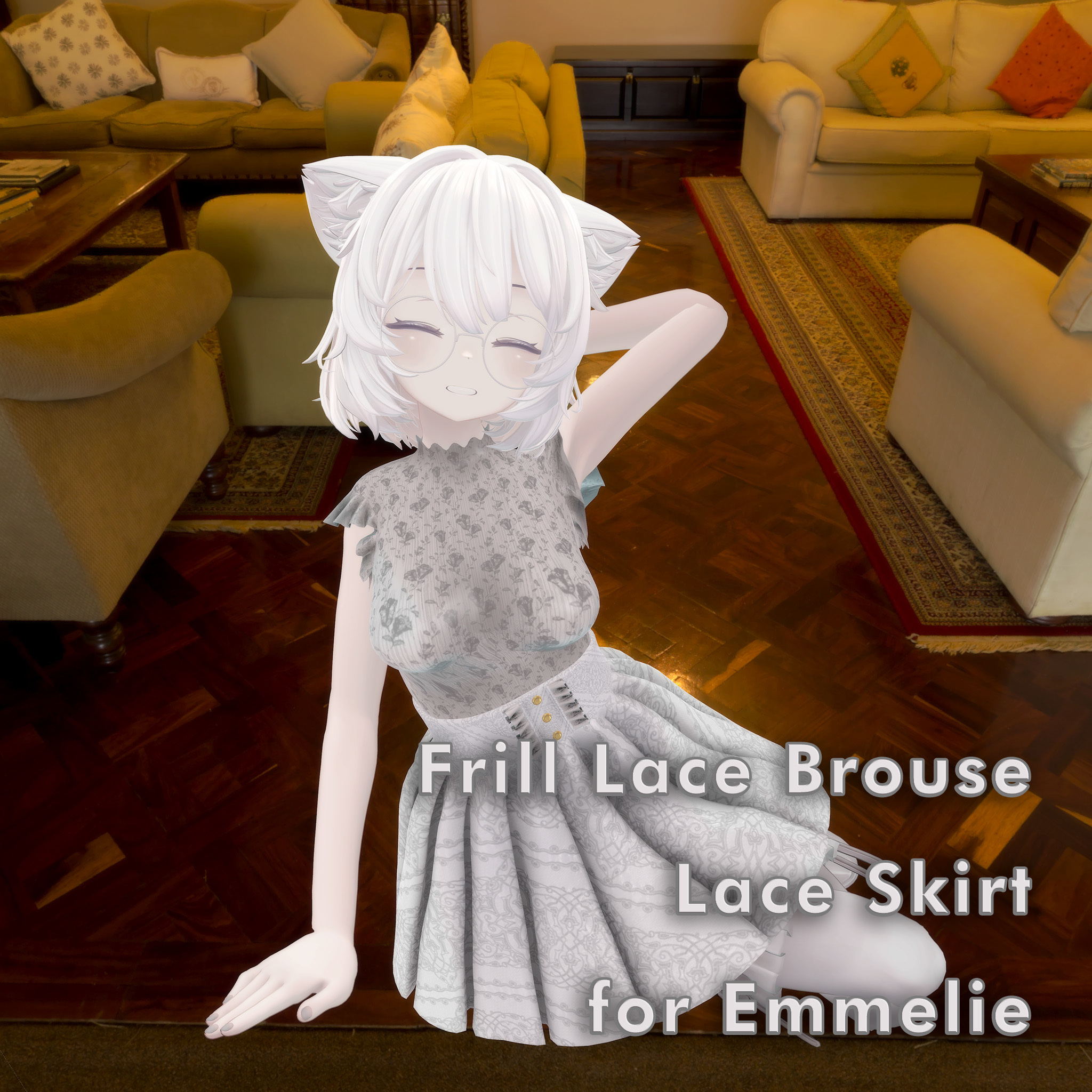 Emmelie用衣装、フリルレースブラウスとレーススカート wakamaru shop BOOTH