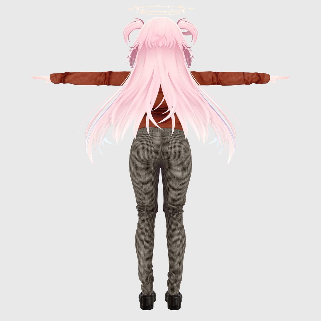 セレスティア用の衣装、レイヤードニットパーカー、スリムフィットパンツ、オックスフォードシューズ