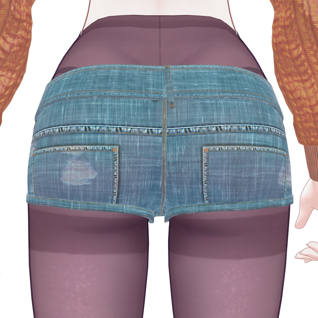 Rufina用の衣装、ニットとデニムショートパンツ