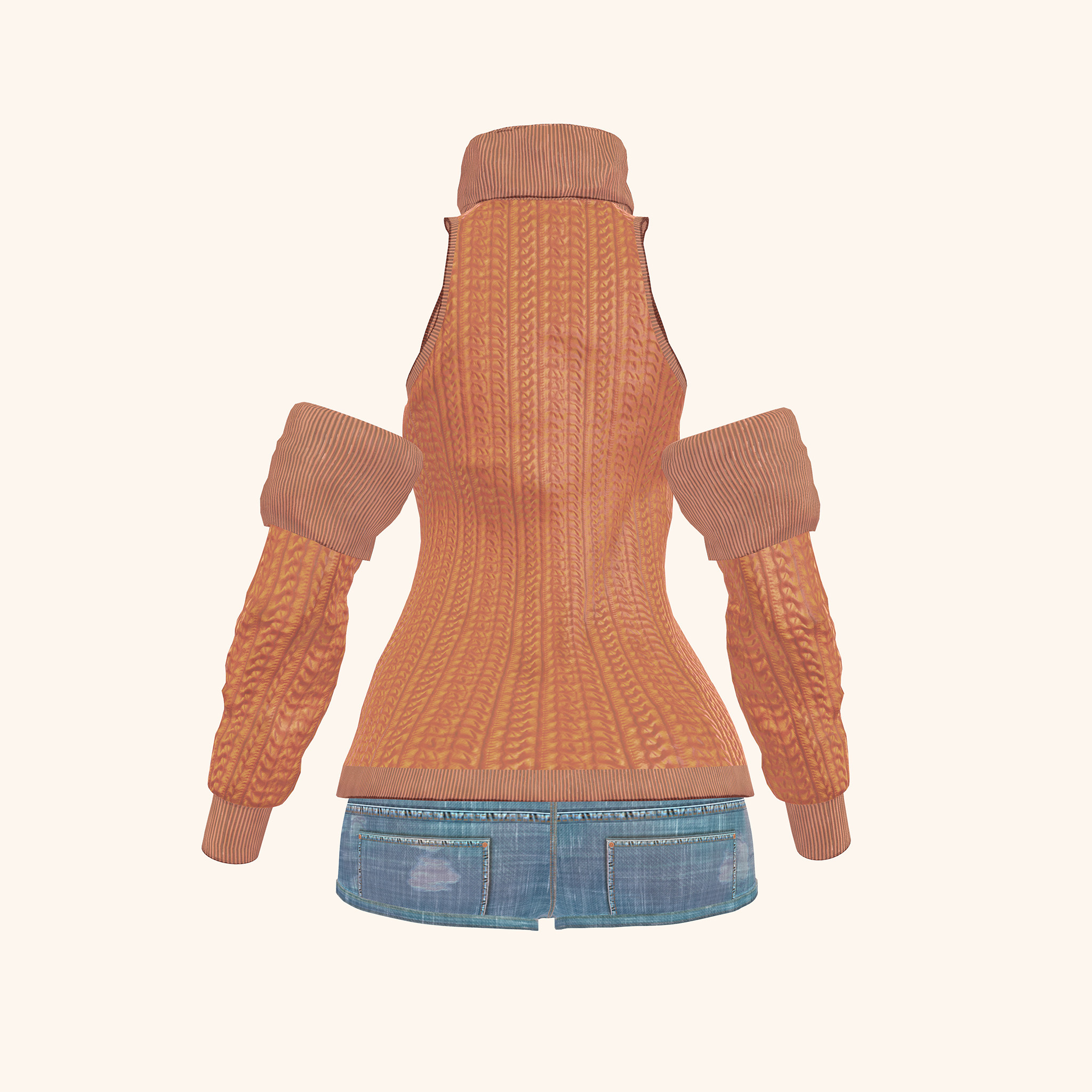 Rufina用の衣装、ニットとデニムショートパンツ wakamaru shop BOOTH