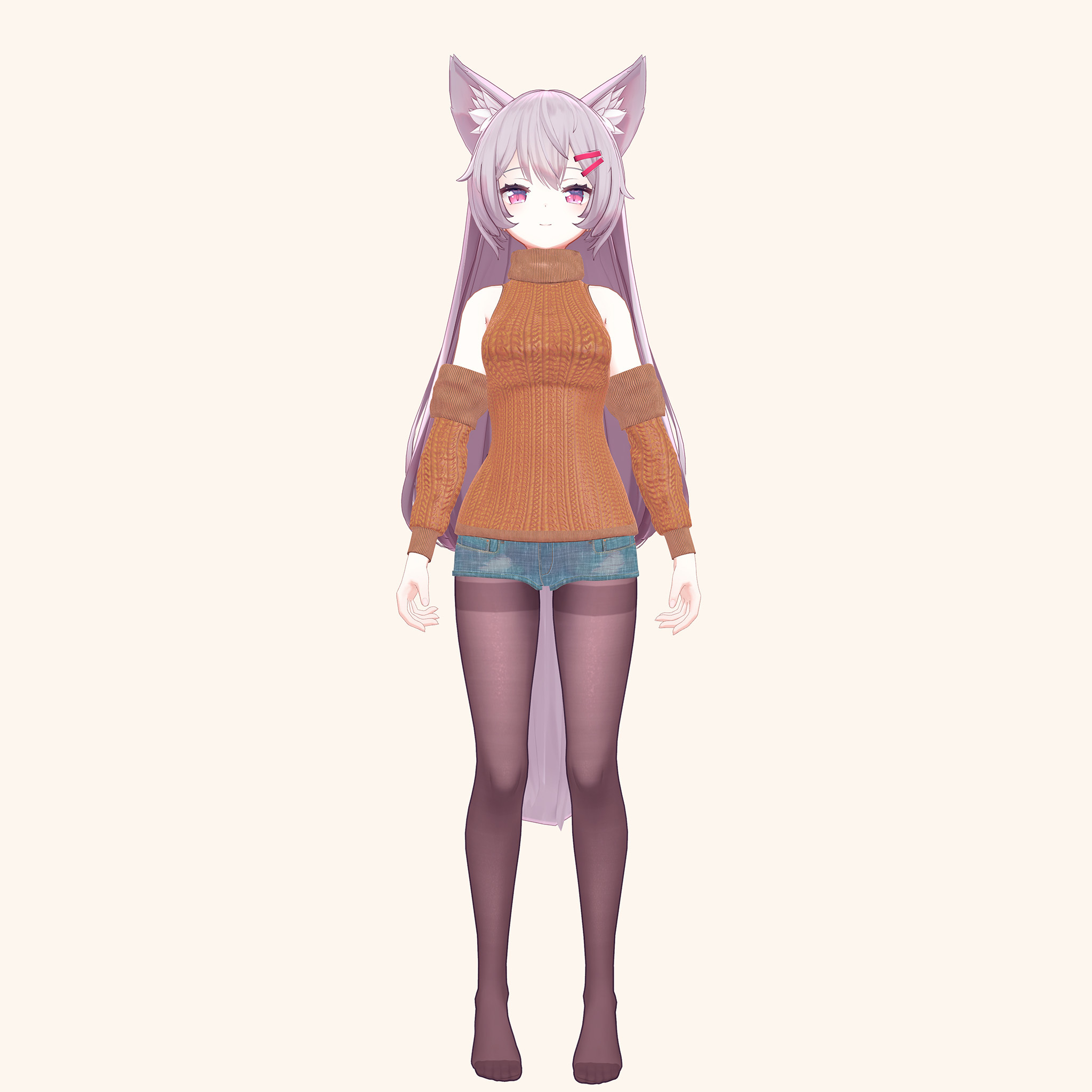 Rufina用の衣装、ニットとデニムショートパンツ wakamaru shop BOOTH