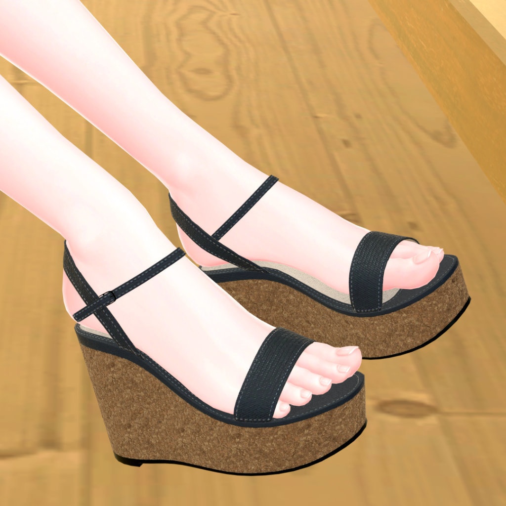 8アバター対応サマーコーデ(水着とデニムショートパンツ、スリーブ、サンダル)