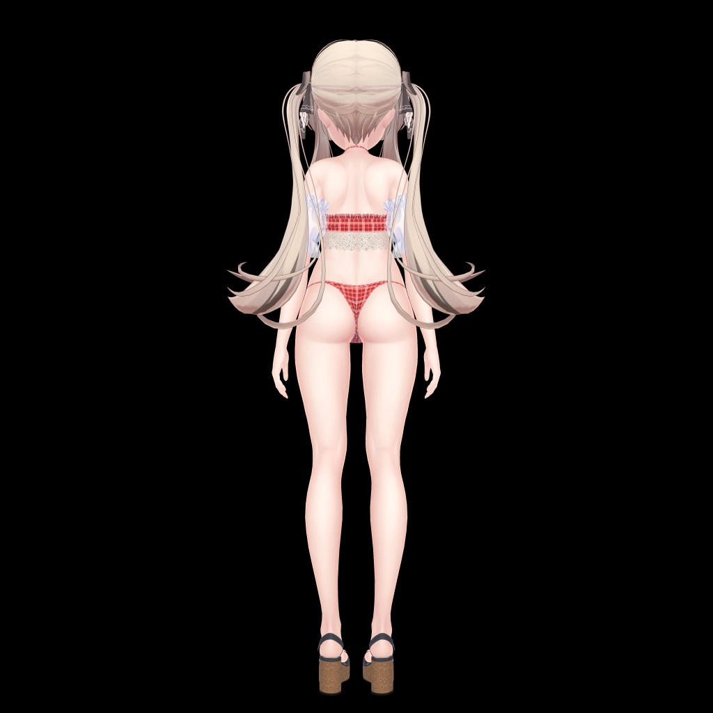 8アバター対応サマーコーデ(水着とデニムショートパンツ、スリーブ、サンダル)