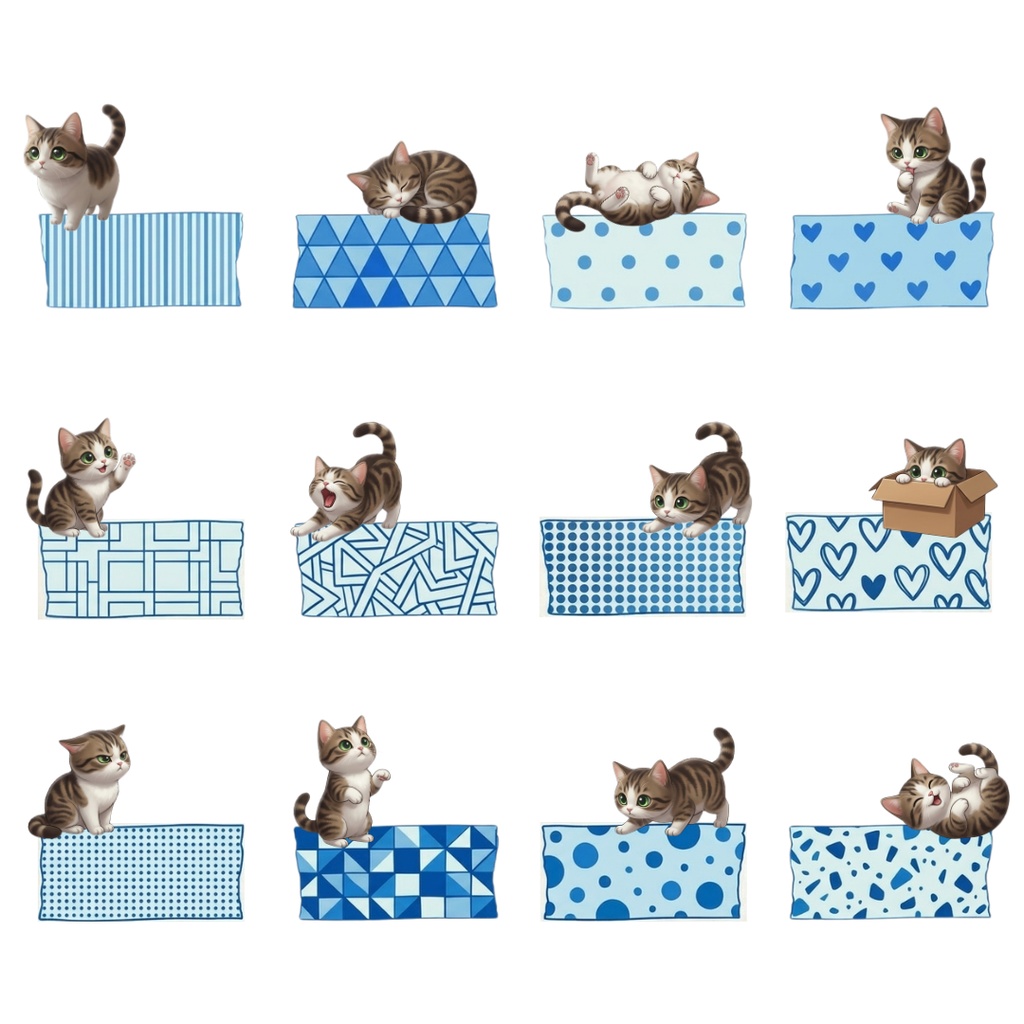 ゆうちゃんfamily Canva編集マスキングテープ風イラストクリップアート あみ①