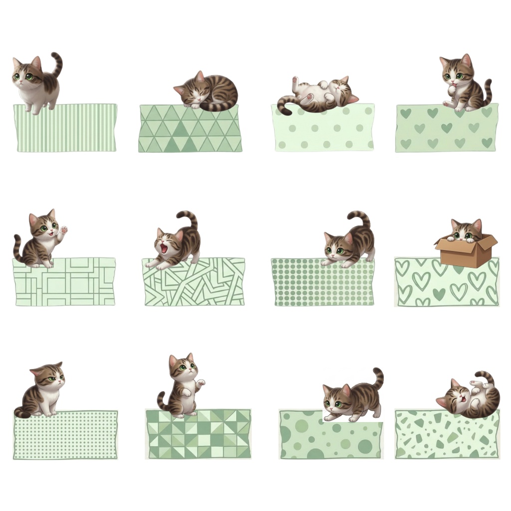 ゆうちゃんfamily Canva編集マスキングテープ風イラストクリップアート あみ①