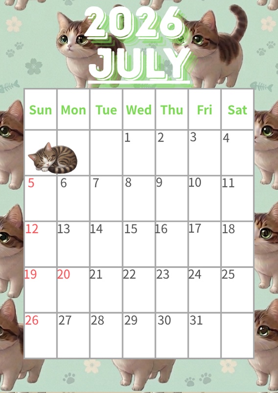 ゆうちゃんfamily Canva編集可デジタルカレンダー「あみ」