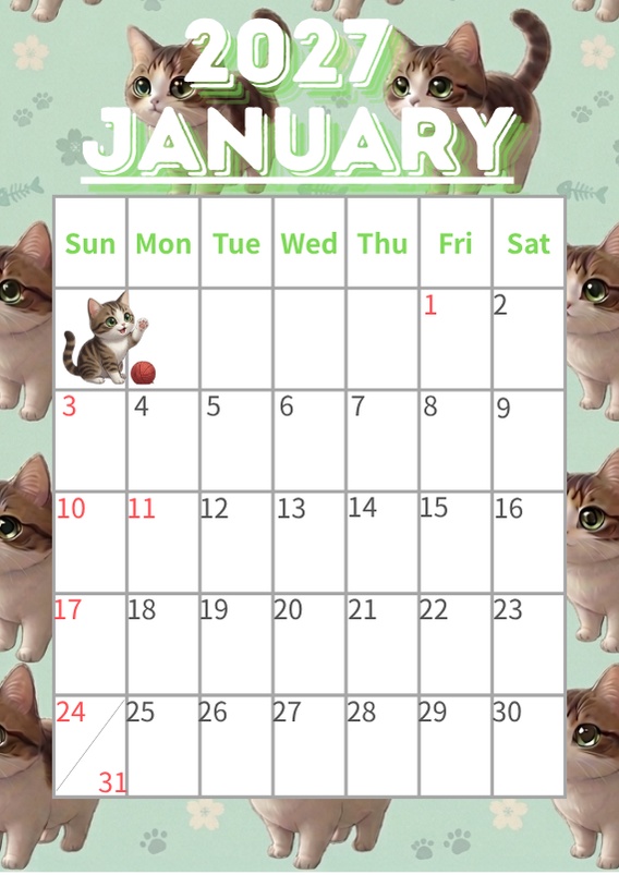 ゆうちゃんfamily Canva編集可デジタルカレンダー「あみ」