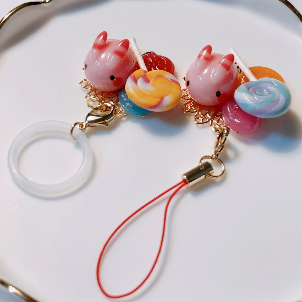 ラビューンとキャンディのストラップ/めじるしアクセサリー