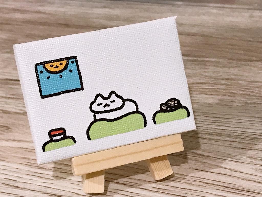＜ミニキャンバス＞たぶん猫　おひるね