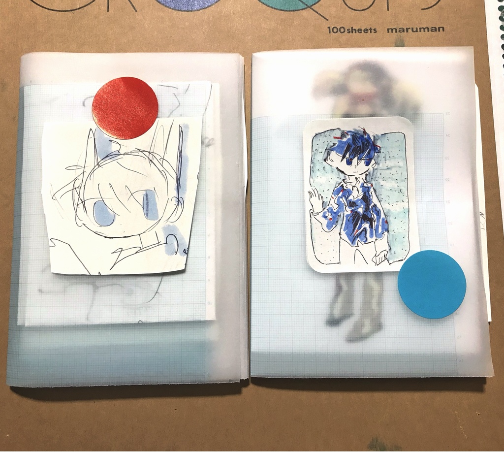 クロッキーなどのZINE 水色シールの方（右）