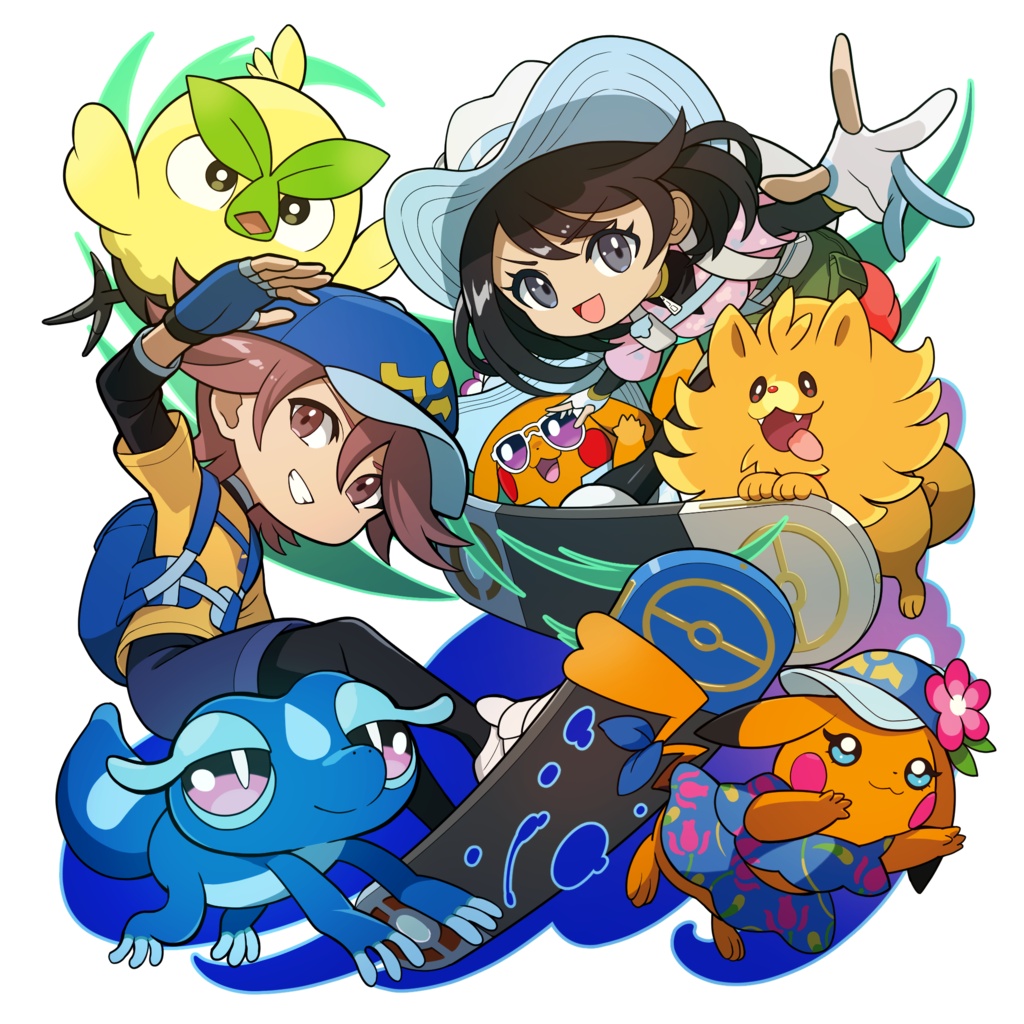 【ポケモン】アクリルキーホルダー【風波主人公&御三家】