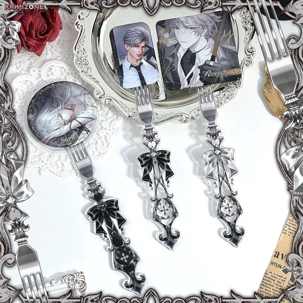 【予約販売】ゴシック風フォーク型アクリルディスプレイスティック(缶バッジ・トレカ展示用 マグネット式)推し活グッズ