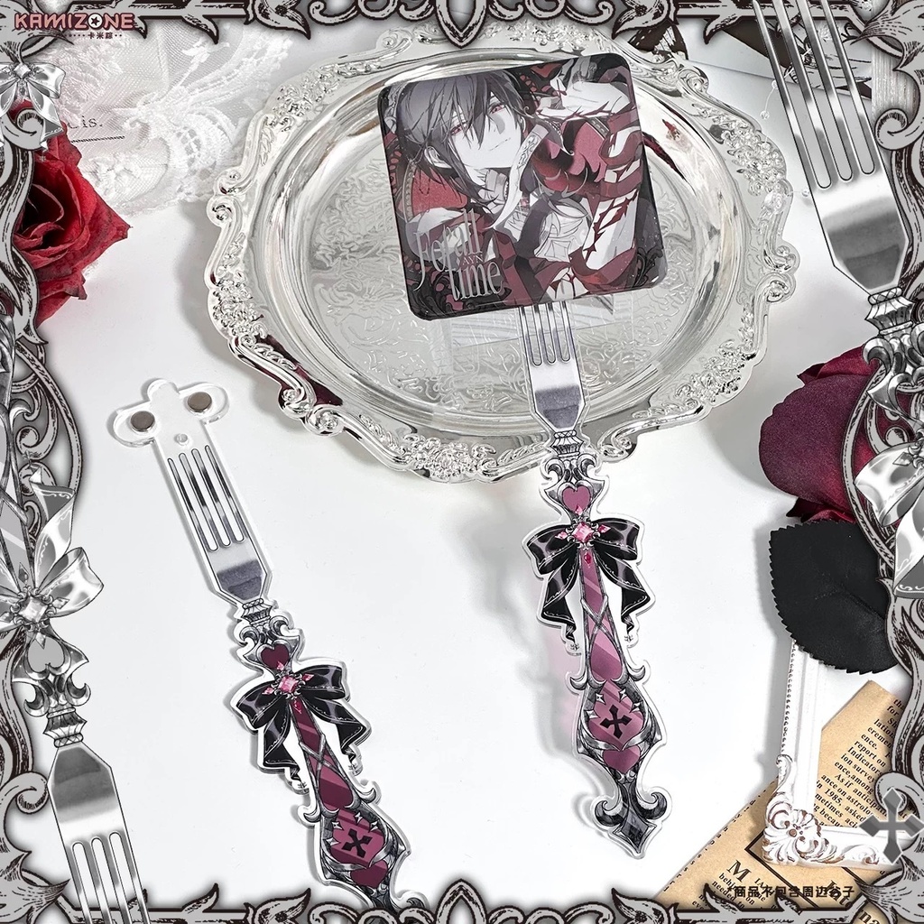 【予約販売】ゴシック風フォーク型アクリルディスプレイスティック(缶バッジ・トレカ展示用 マグネット式)推し活グッズ