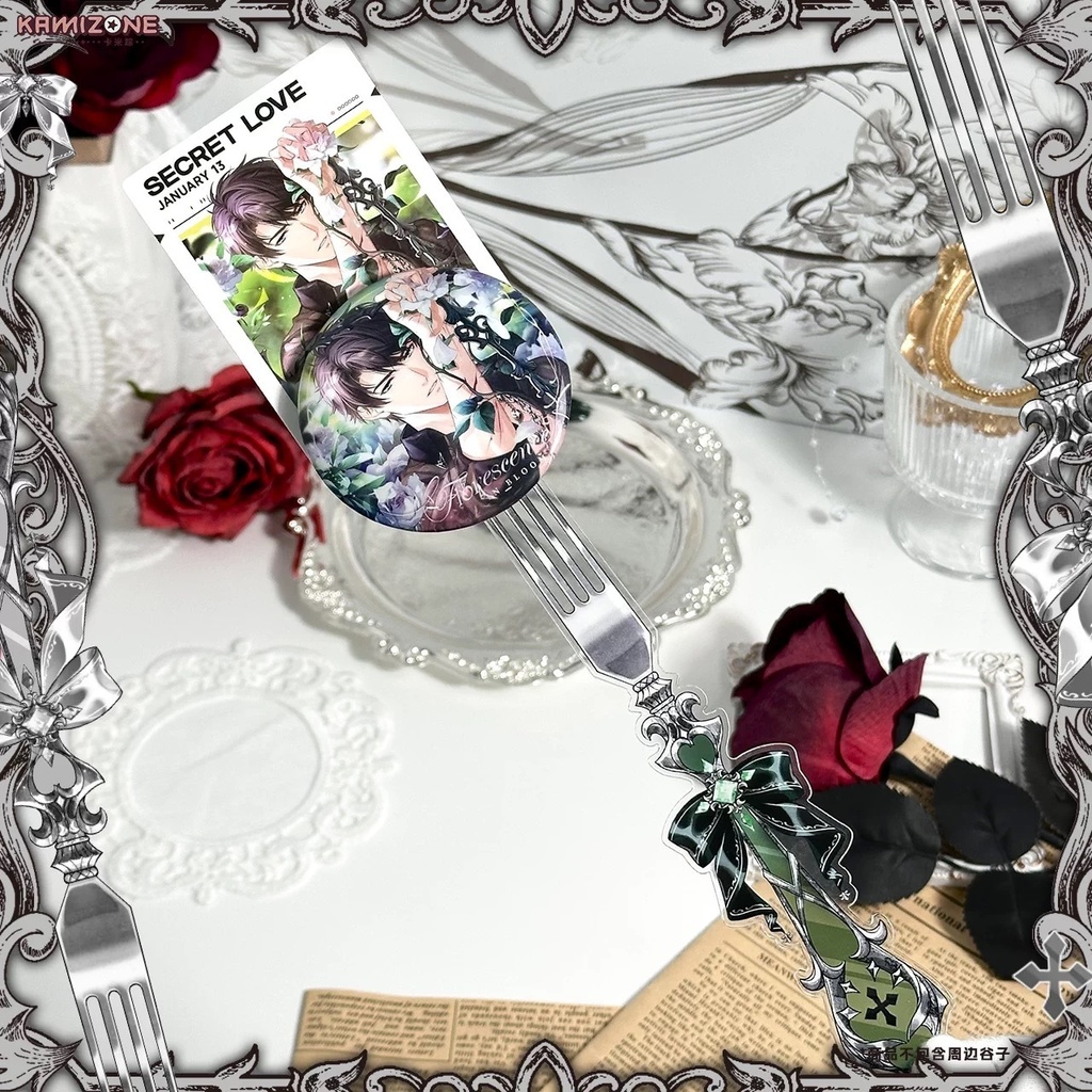 【予約販売】ゴシック風フォーク型アクリルディスプレイスティック(缶バッジ・トレカ展示用 マグネット式)推し活グッズ