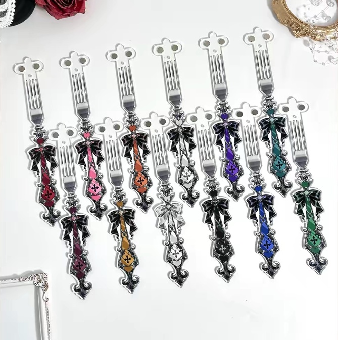 【予約販売】ゴシック風フォーク型アクリルディスプレイスティック(缶バッジ・トレカ展示用 マグネット式)推し活グッズ