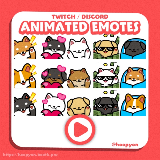 【Twitch/Discord】うごく犬エモートセット/Animated Dog Emote Set