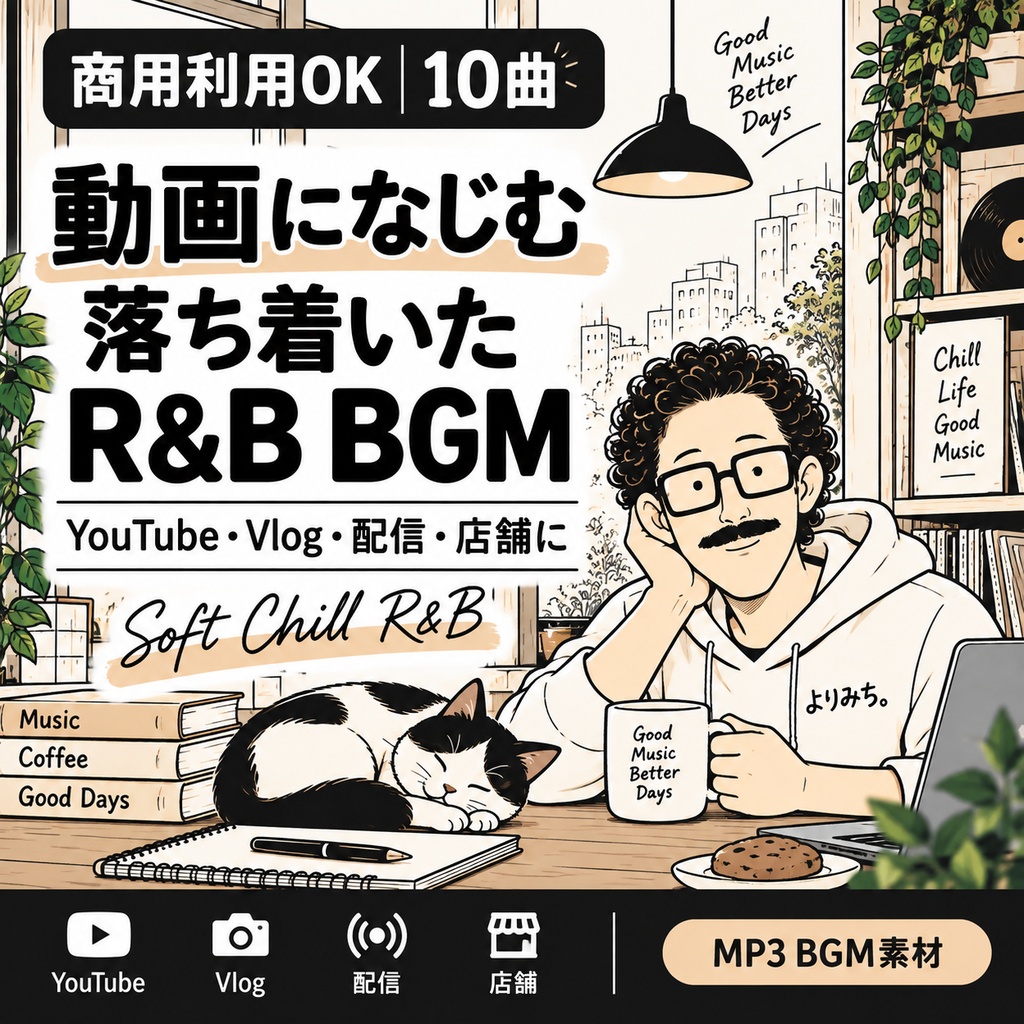 【商用利用OK|10曲】動画になじむ落ち着いたR&B BGM|YouTube・Vlog・配信・店舗向け【MP3】