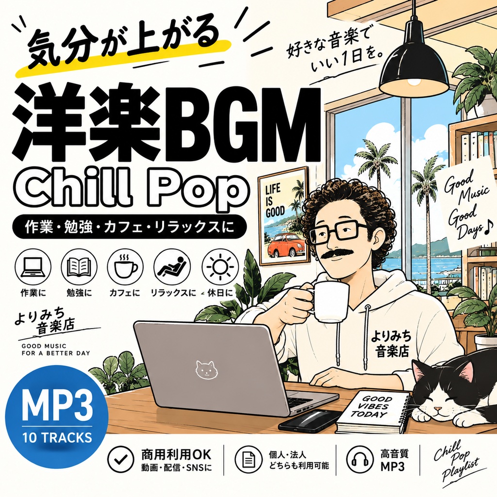【商用利用OK｜10曲】爽やかで心地いいChill Pop BGM｜YouTube・Vlog・カフェ・作業向け【MP3】