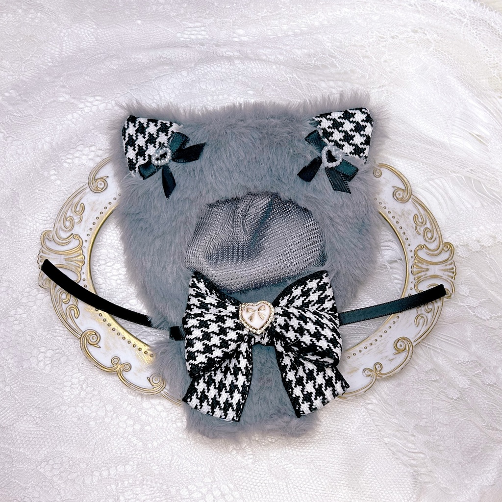 ぬい服 着ぐるみ 11cm ねこ 千鳥格子