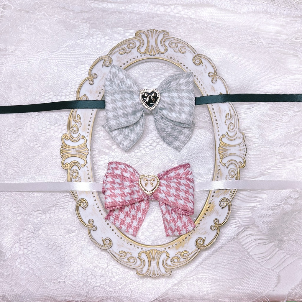 ぬい服 リボン チョーカー 千鳥格子