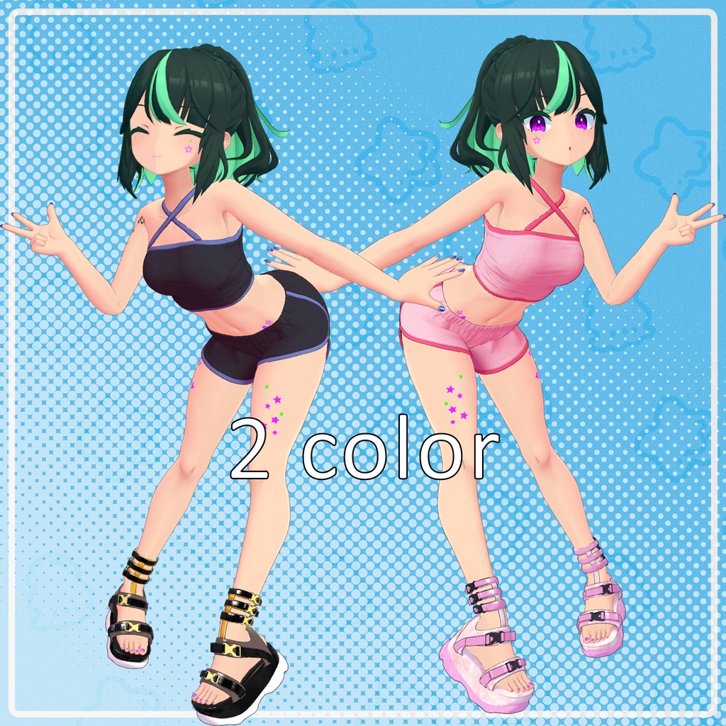 【レイシャークコーデ】スイムブラトップ&ドルフィンパンツ&サンダルセット