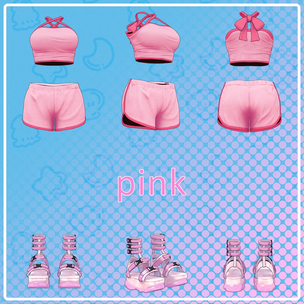 【レイシャークコーデ】スイムブラトップ&ドルフィンパンツ&サンダルセット