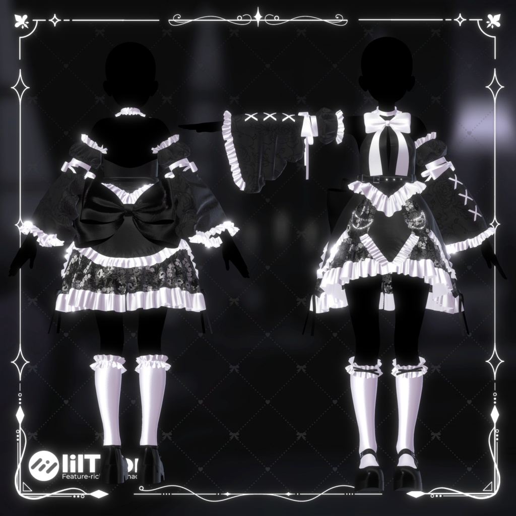 【9アバター対応・衣装】Nocturne Ruffle Dress