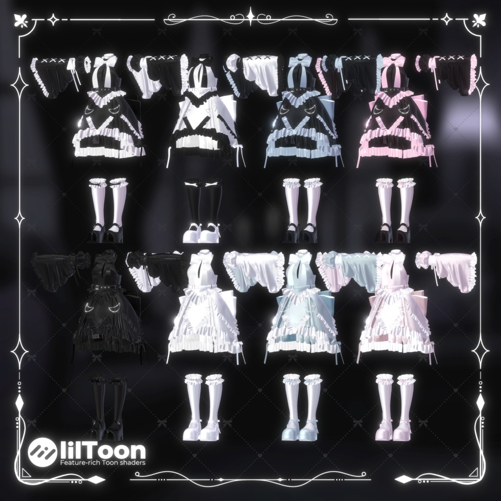 【9アバター対応・衣装】Nocturne Ruffle Dress