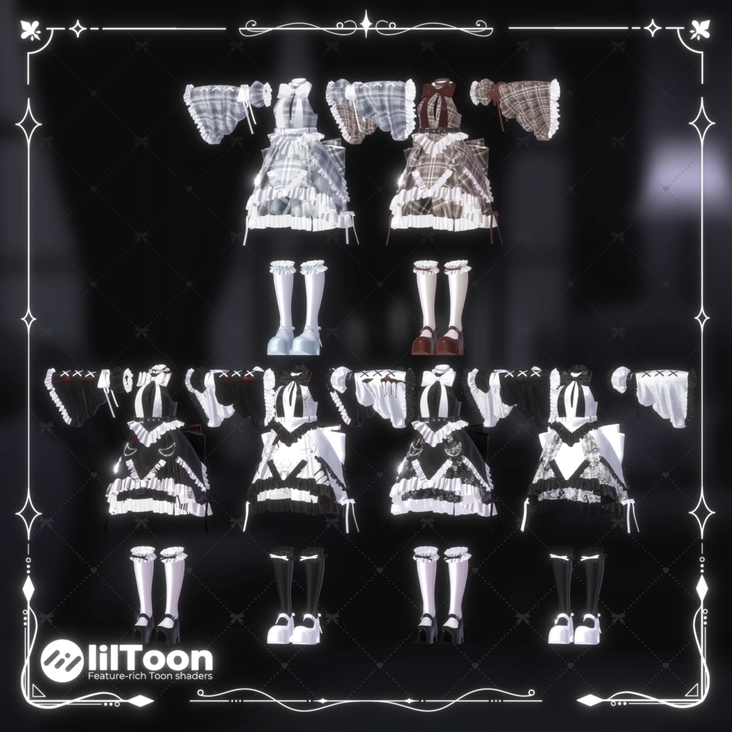 【9アバター対応・衣装】Nocturne Ruffle Dress