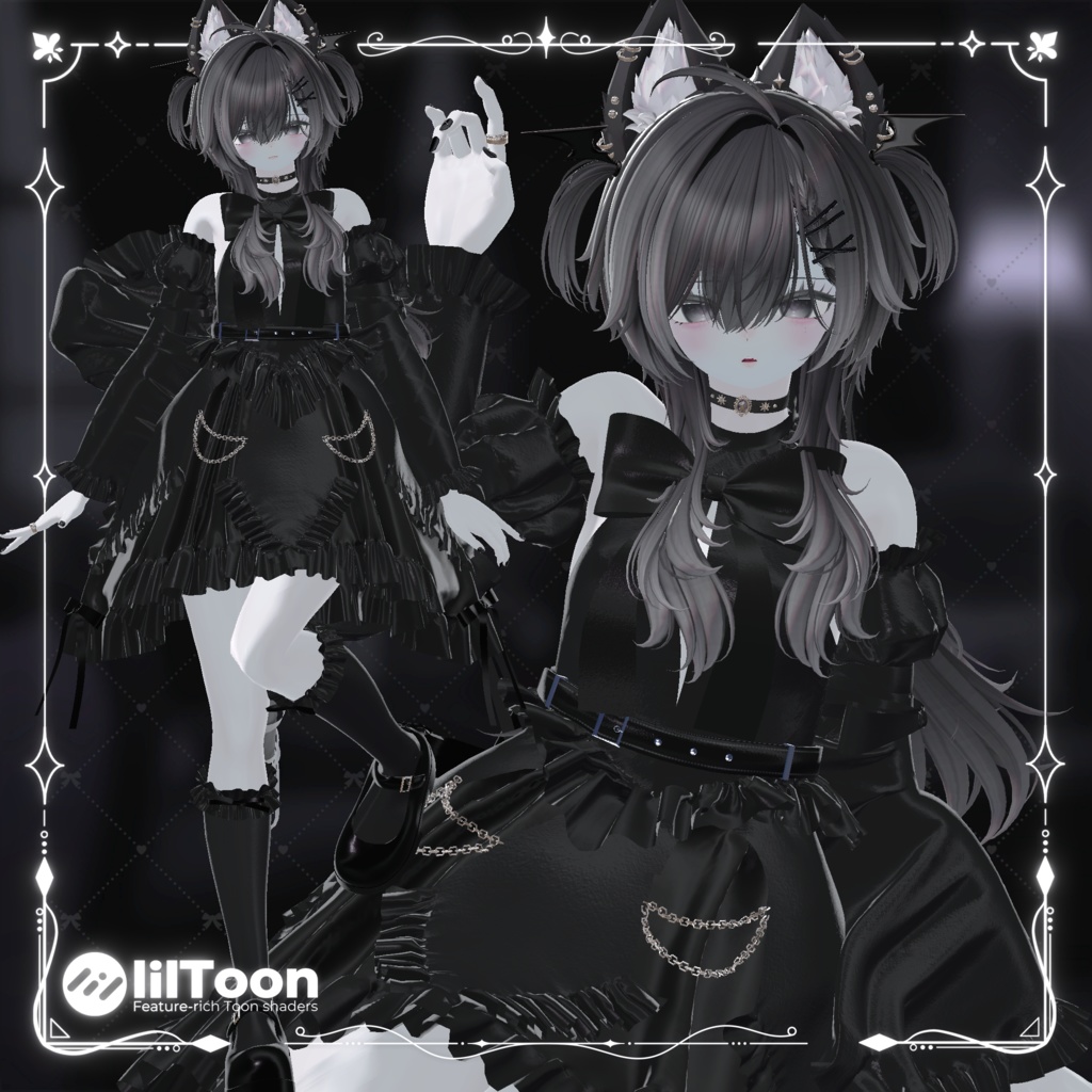 【9アバター対応・衣装】Nocturne Ruffle Dress