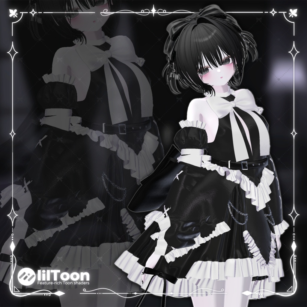 【9アバター対応・衣装】Nocturne Ruffle Dress