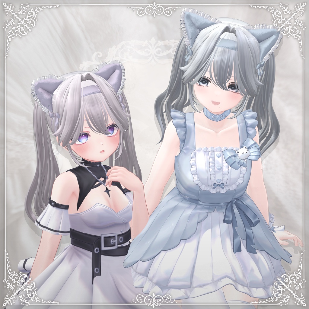 【15アバター対応】Cat Maid Twintall(Hair)